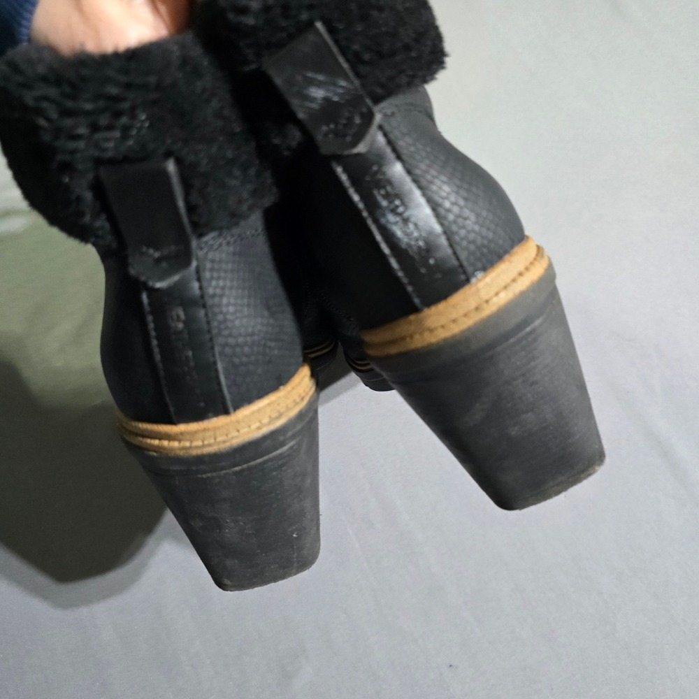Dr Scholls For the Love Snakeskin Faux Fur Lace Ankle Boots Block Heel 7M black - Picture 4 of 7